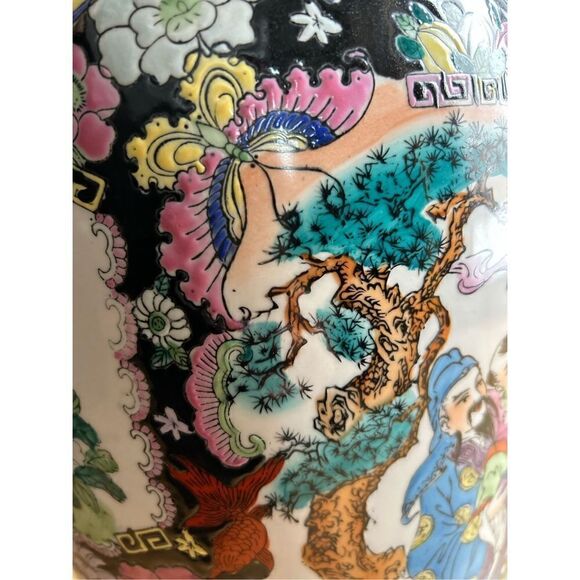 Vintage 24" Chinese Oriental White Porcelain Horses Field Graphic Scenery Vase - Picture 9 of 16